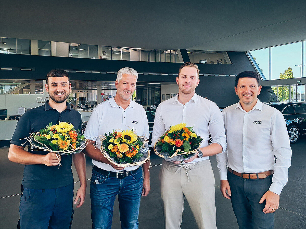Mitarbeiter mit runden Dienst-Jubiläen im Audi Zentrum Mainz