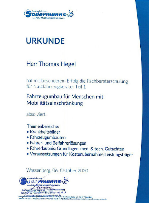 Unser zertifizierter Berater für Sonderumbauten